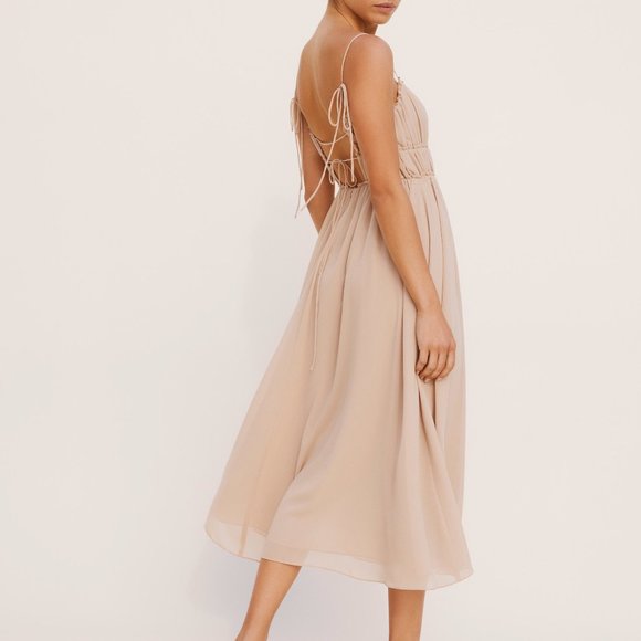 Reformation Pique Midi Dress Sz2 Paloma Blush Pink Nude Balletcore Spring - Picture 6 of 7